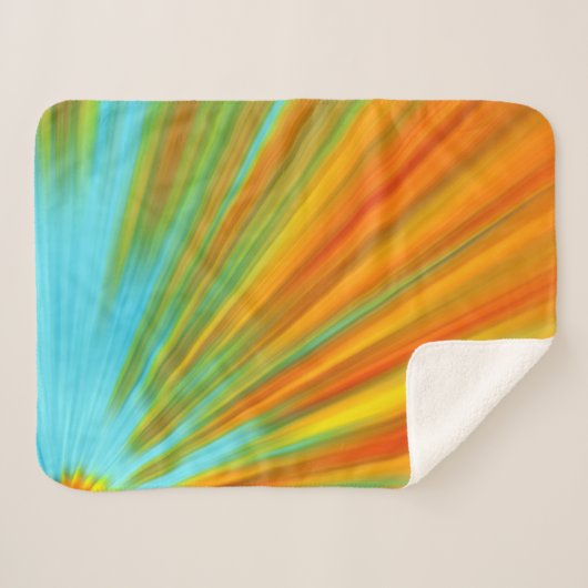 Abstrakte rote, orangefarbene Streifen auf blau Sherpadecke (Vorderseite (Horizontal))