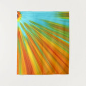 Abstrakte rote, orangefarbene Streifen auf blau Wandteppich (Vorderseite)