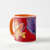 Abstrakte rote Orchideen-Tasse Tasse (Vorderseite Links)