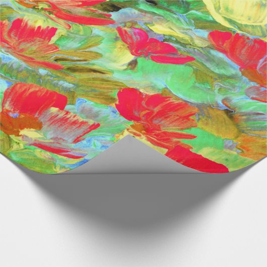 Abstrakte Rote Poppies Geschenkpapier (Ecke)