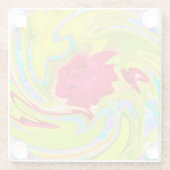 Abstrakte Rote Rose auf Gelb und Aqua Swirl Glasuntersetzer (Rückseite)