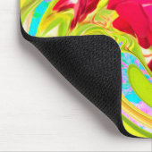 Abstrakte Rote Rose auf Gelb und Aqua Swirl Mousepad (Ecke)