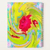 Abstrakte Rote Rose auf Gelb und Aqua Swirl Planer (Rückseite)