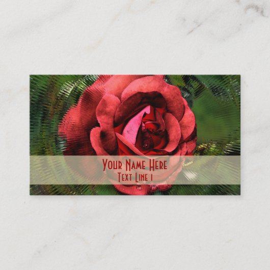 Abstrakte Rote Rose floral Art Business Card Visitenkarte (Vorderseite)