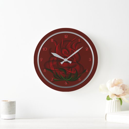 Abstrakte Rote Rose Große Wanduhr (Zuhause)