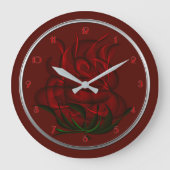 Abstrakte Rote Rose Große Wanduhr (Vorderseite)