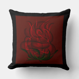 Abstrakte Rote Rose-Kissen mit Schwarz/Rot Kissen