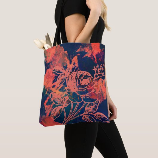Abstrakte rote Rose Kunst Tasche (Von Nahem)