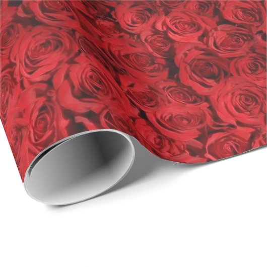 Abstrakte Rote Rosen Garten Elegante Geschenkpapier (Rolleneckpunkt)