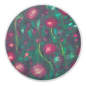 Abstrakte rote Rosen Keramikknauf (Vorderseite)