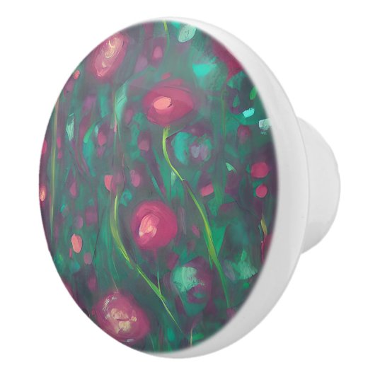 Abstrakte rote Rosen Keramikknauf (Rechts)