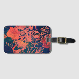 Abstrakte rote Rosen-Kunst-Monogramm Gepäckanhänger