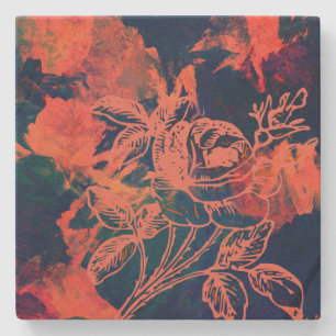 Abstrakte rote Rosen-Kunst Steinuntersetzer