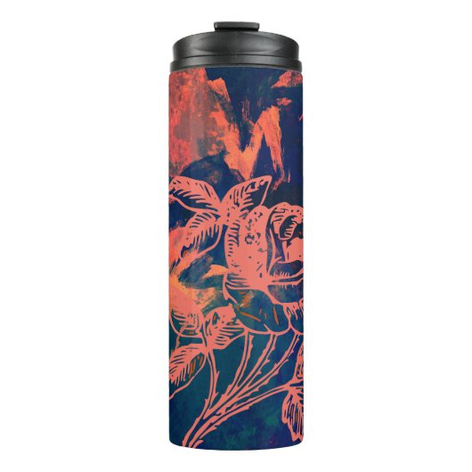 Abstrakte rote Rosen-Kunst Thermosbecher (Vorderseite)