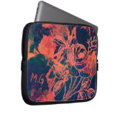 Abstrakte rote Rosen-Kunstmonogramm Laptopschutzhülle (Vorne Rechts)