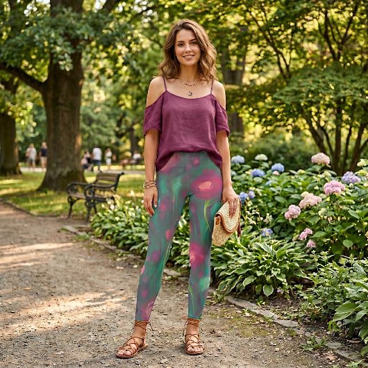 Abstrakte rote Rosen Leggings