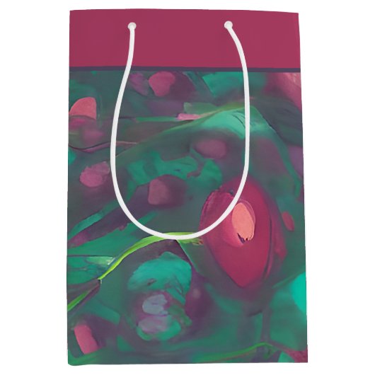 Abstrakte rote Rosen mittelgroße Geschenktüte (Vorderseite)