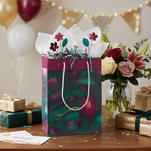 Abstrakte rote Rosen mittelgroße Geschenktüte