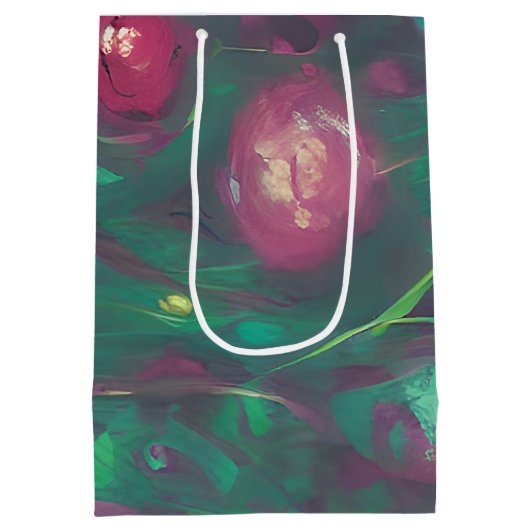 Abstrakte rote Rosen Mittlere Geschenktüte (Rückseite)