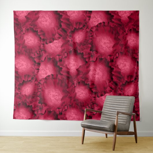 Abstrakte rote Rosen Mohn Blume Florenz V Wandteppich (Beispiel (Horizontal))