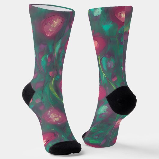 Abstrakte rote Rosen Socken (Gewinkelt)