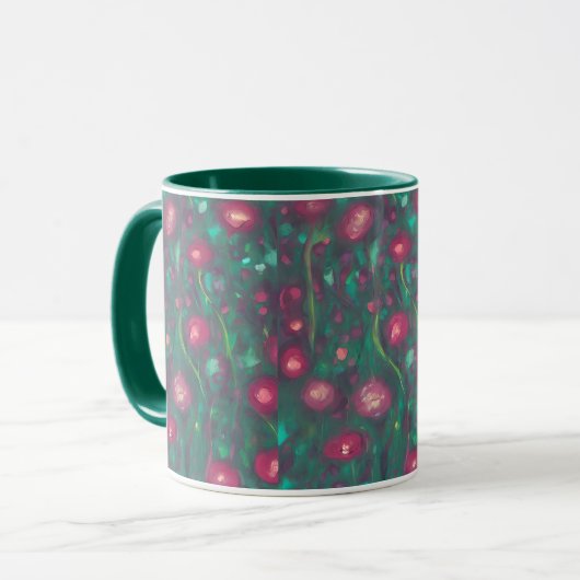 Abstrakte rote Rosen Tasse (Vorderseite Links)