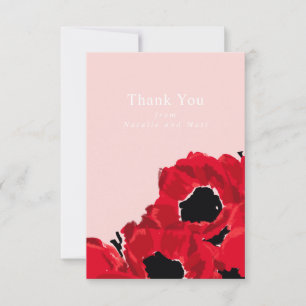 Abstrakte Rote Rosen und Pflaumen Dankeskarte