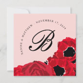 Abstrakte Rote Rosen und Poppies Save the Date Einladung (Vorderseite)