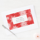 Abstrakte Rote Schneeflocken-Label Rechteckiger Aufkleber (Umschlag)