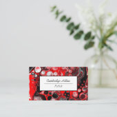 Abstrakte, rote, schwarze und weiße Flüssigkeiten Visitenkarte (Stehend Vorderseite)