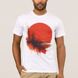 Abstrakte rote Sonne mit geometrischer und farbige T-Shirt