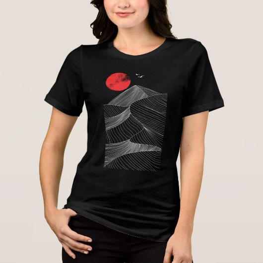 Abstrakte Rote Sonne Tri-Blend Shirt (Vorderseite)