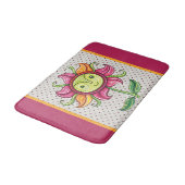 Abstrakte Rote Sonnenblume Badematte (Schrägansicht)