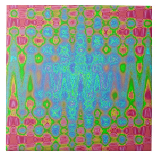 Abstrakte rote und blaue wellige Tie-Dye-Wolken Fliese (Vorderseite)