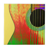 Abstrakte rote und gelbe akustische Gitarre Fliese (Vorderseite)