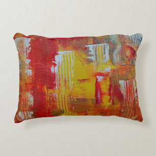 Abstrakte rote und gelbe Malerei Dekokissen