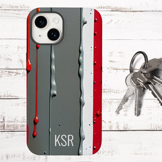 Abstrakte rote und graue Tropftinte Case-Mate iPhone Hülle