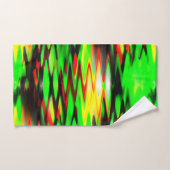 Abstrakte, rote und grüne Zickzack- oder Badhandtuch Set (Handtuch)