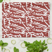 Abstrakte, rote und orange Formen mischen sich und Geschirrtuch (Gefaltet)