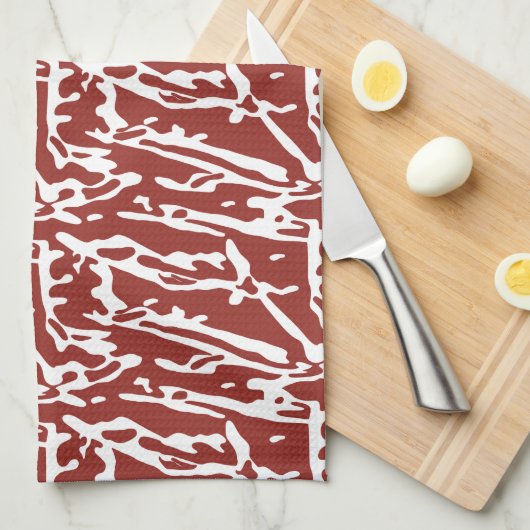 Abstrakte, rote und orange Formen mischen sich und Geschirrtuch (Viertel Falte)