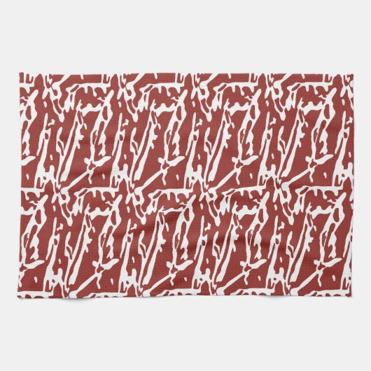 Abstrakte, rote und orange Formen mischen sich und Geschirrtuch (Horizontal)