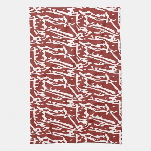 Abstrakte, rote und orange Formen mischen sich und Geschirrtuch (Vertikal)