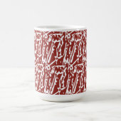 Abstrakte, rote und orange Formen mischen sich und Kaffeetasse (Mittel)