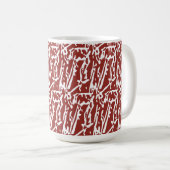 Abstrakte, rote und orange Formen mischen sich und Kaffeetasse (VorderseiteRechts)