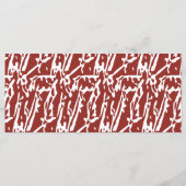 Abstrakte, rote und orange Formen mischen sich und Menükarte (Rückseite)