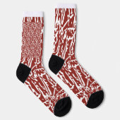 Abstrakte, rote und orange Formen mischen sich und Socken (Rechts)