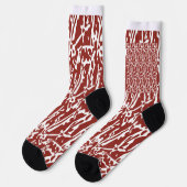 Abstrakte, rote und orange Formen mischen sich und Socken (Linkes Detail)