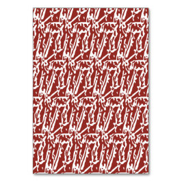 Abstrakte, rote und orange Formen mischen sich und Tischnummer