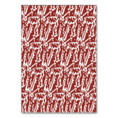 Abstrakte, rote und orange Formen mischen sich und Tischnummer (Rückseite)