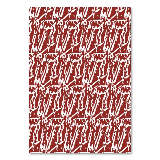 Abstrakte, rote und orange Formen mischen sich und Tischnummer (Vorderseite)